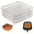 Set de 3 Grilles Empilables Inox pour Air Fryer-0
