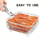 Set de 3 Grilles Empilables Inox pour Air Fryer-1