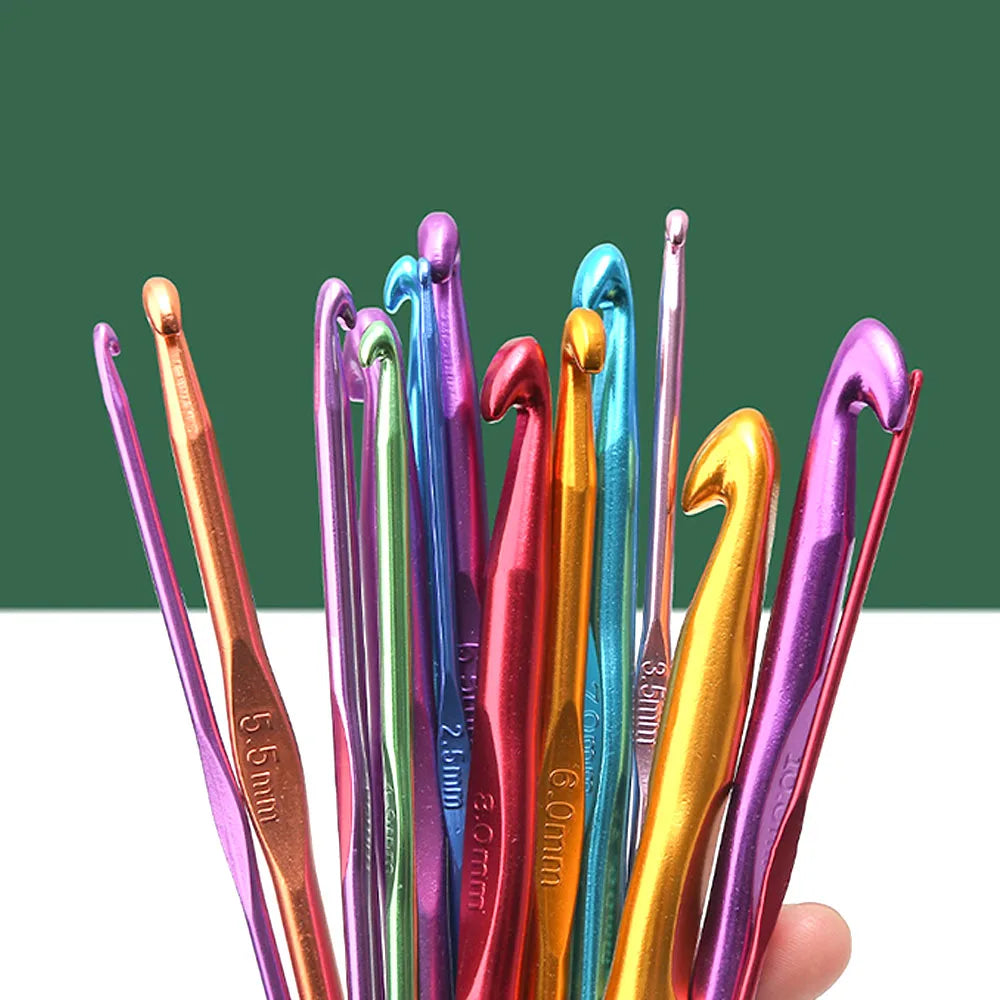 Set de 12 Crochets Aluminium Multicolores — Tailles Gravées