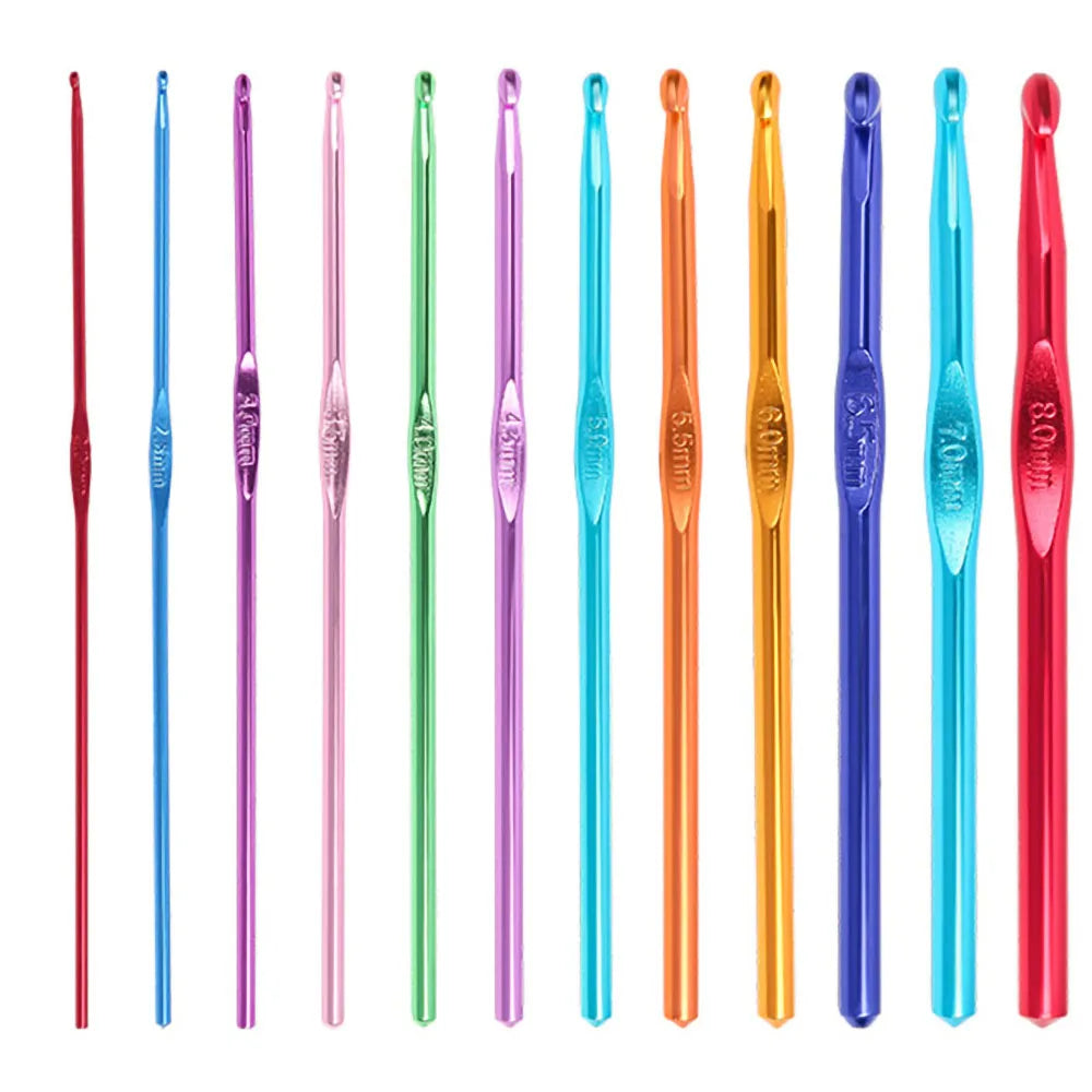 Set de 12 Crochets Aluminium Multicolores — Tailles Gravées