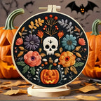 Kit Broderie Halloween — Crânes Fleuris à Broder Soi-Même