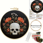 Kit Broderie Halloween — Crânes Fleuris à Broder Soi-Même