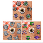 Dessous de Verre Halloween à Diamanter — Kit Créatif 8 Pièces en Bois