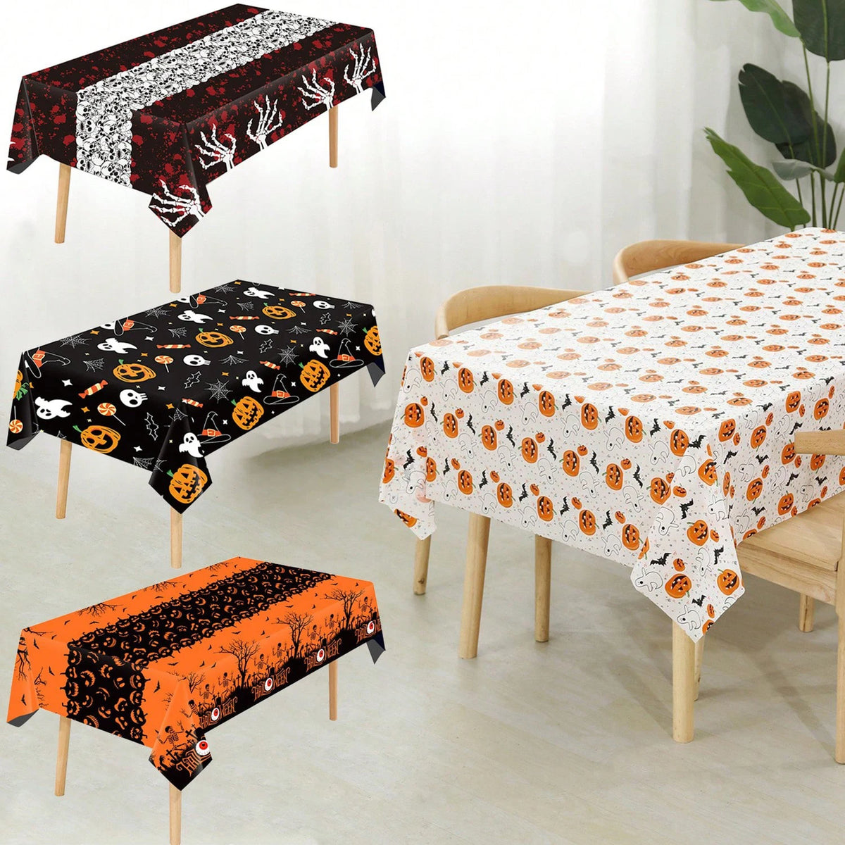 Nappe de Fête Halloween — Déco de Table Réutilisable 100 × 130 cm