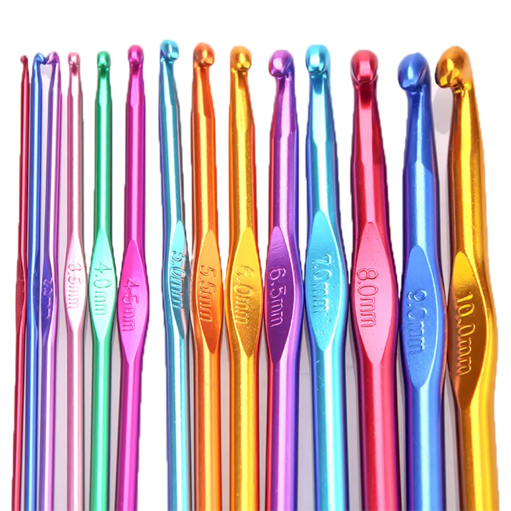 Set de 12 Crochets Aluminium Multicolores — Tailles Gravées