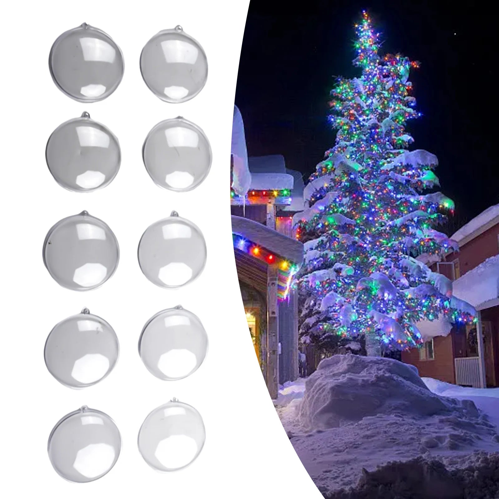 Boules transparentes à remplir avec base plate — Lot de 10, à poser ou suspendre
