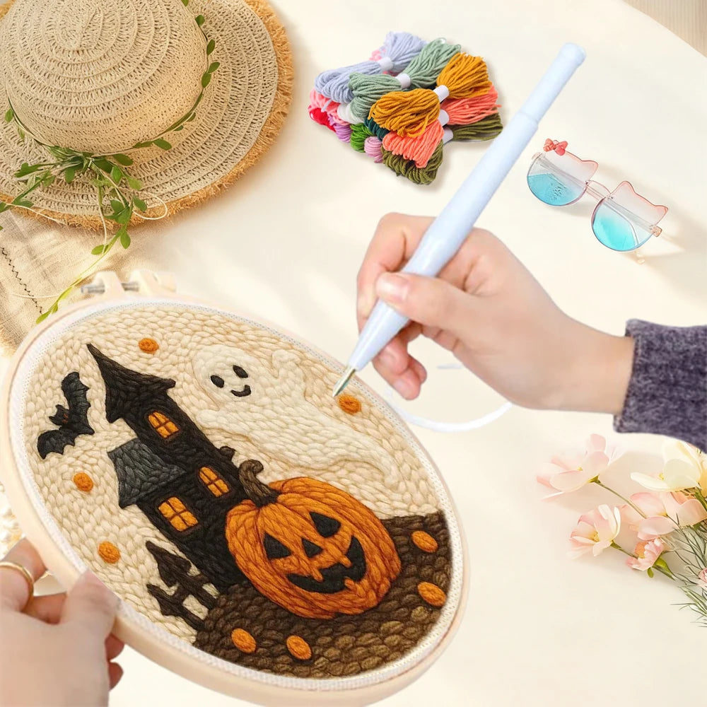 Kit Punch Needle Halloween — Broderie d'Automne à Créer Soi-Même