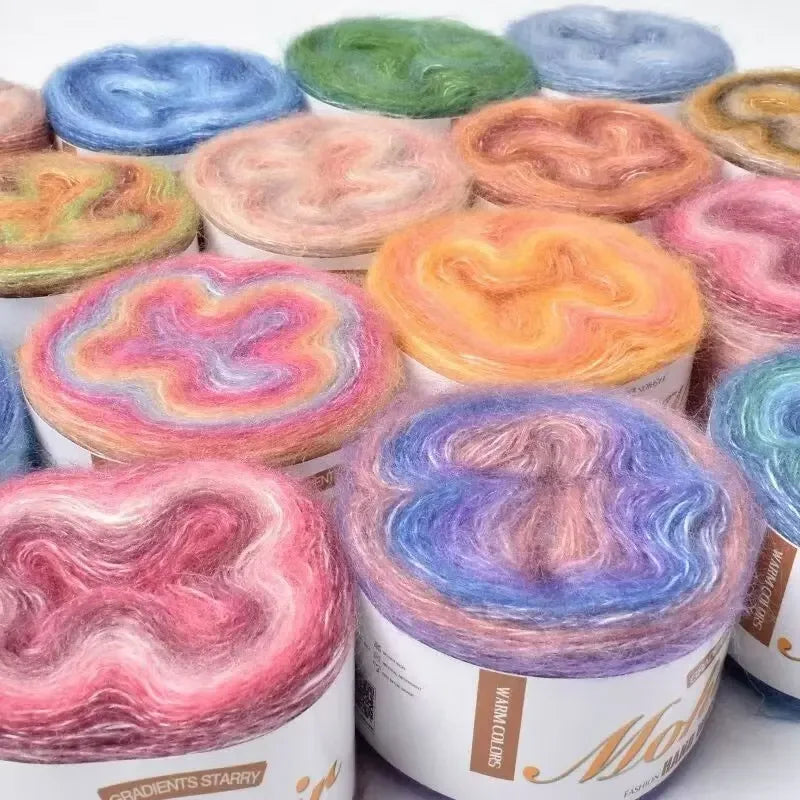 Fil Effet Mohair Dégradé Arc-en-Ciel – Pelote 200 m | Crochet & Tricot