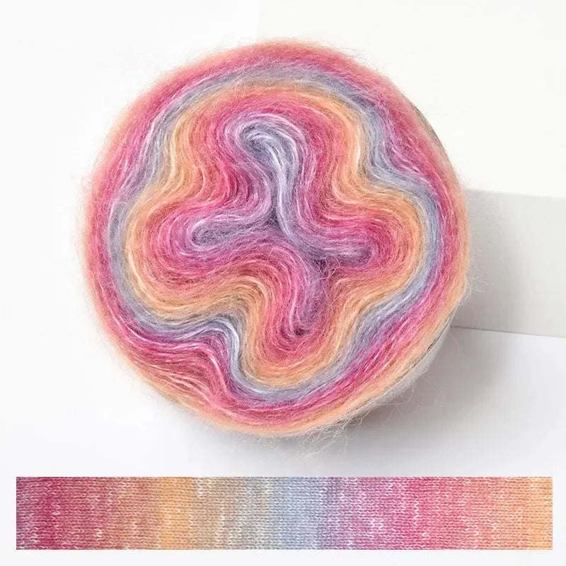 Fil Effet Mohair Dégradé Arc-en-Ciel – Pelote 200 m | Crochet & Tricot