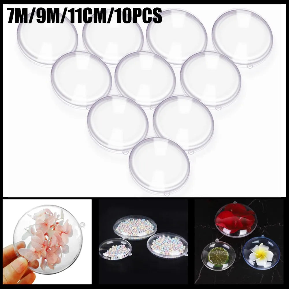 Boules transparentes à remplir avec base plate — Lot de 10, à poser ou suspendre