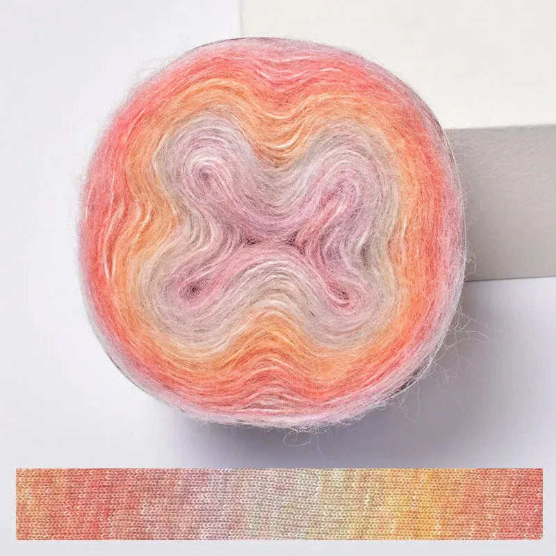 Fil Effet Mohair Dégradé Arc-en-Ciel – Pelote 200 m | Crochet & Tricot