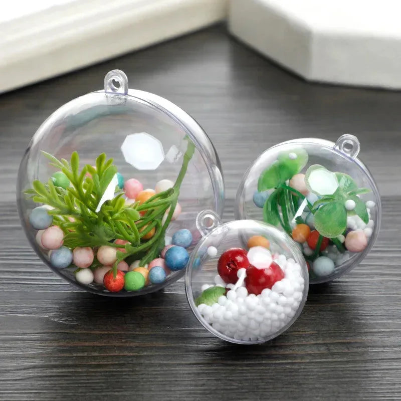 Boules de Noël transparentes à remplir — Lot de 10, rondes ou cœurs